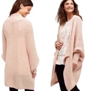 Anthropologie Sleeping On Snow Primula Cocoon Pink Wool Slouchy Cardigan Sweater